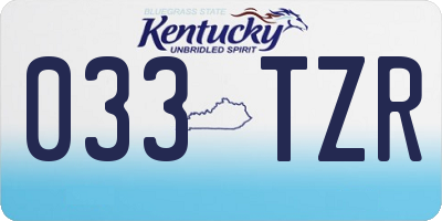 KY license plate 033TZR