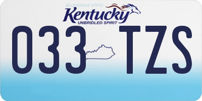 KY license plate 033TZS