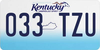 KY license plate 033TZU