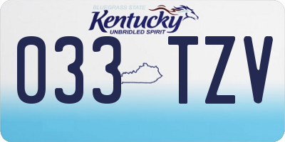 KY license plate 033TZV