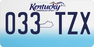 KY license plate 033TZX