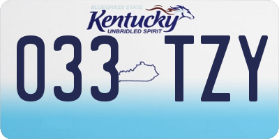 KY license plate 033TZY