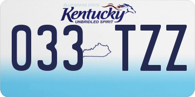 KY license plate 033TZZ