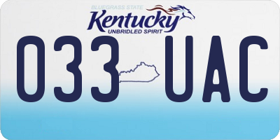 KY license plate 033UAC