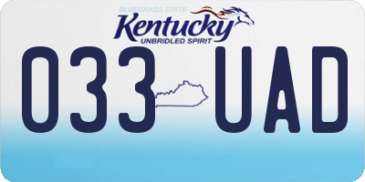 KY license plate 033UAD