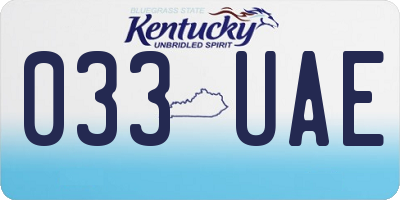 KY license plate 033UAE