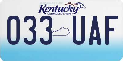 KY license plate 033UAF