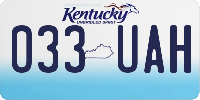 KY license plate 033UAH
