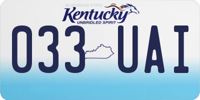KY license plate 033UAI