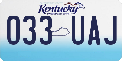 KY license plate 033UAJ