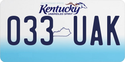 KY license plate 033UAK
