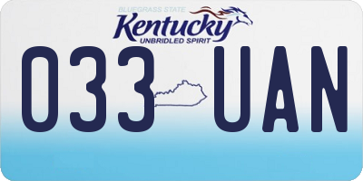 KY license plate 033UAN