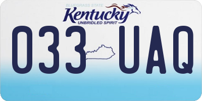 KY license plate 033UAQ