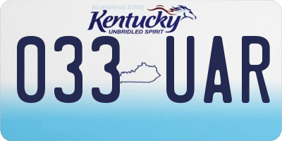 KY license plate 033UAR