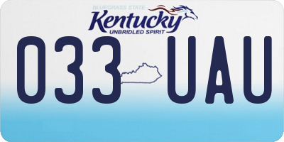 KY license plate 033UAU