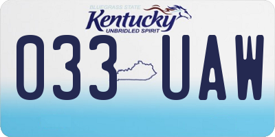 KY license plate 033UAW