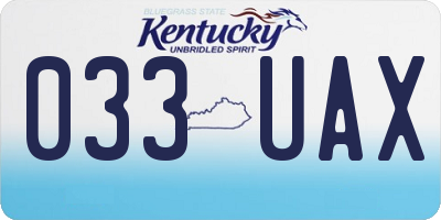 KY license plate 033UAX