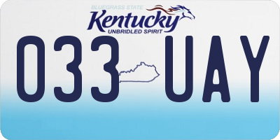 KY license plate 033UAY