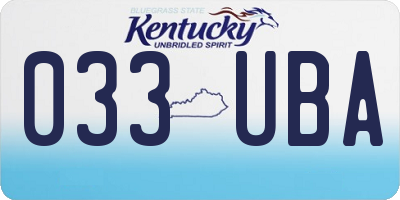 KY license plate 033UBA