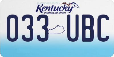 KY license plate 033UBC