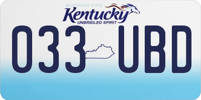 KY license plate 033UBD