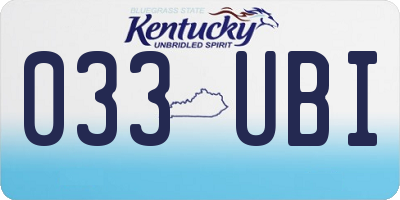 KY license plate 033UBI