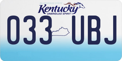 KY license plate 033UBJ