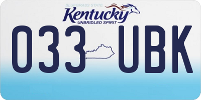 KY license plate 033UBK