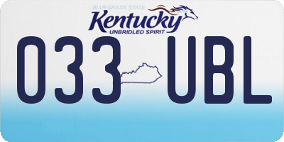 KY license plate 033UBL