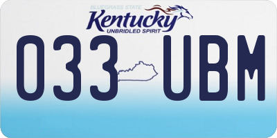 KY license plate 033UBM