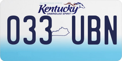 KY license plate 033UBN