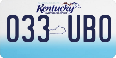 KY license plate 033UBO