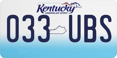 KY license plate 033UBS