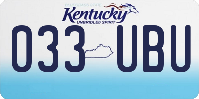 KY license plate 033UBU