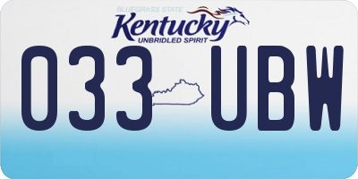 KY license plate 033UBW