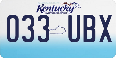 KY license plate 033UBX