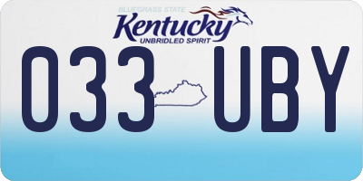 KY license plate 033UBY