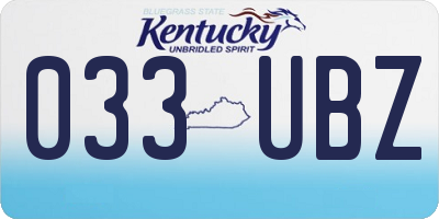 KY license plate 033UBZ
