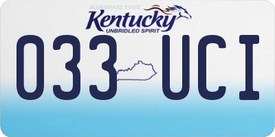 KY license plate 033UCI