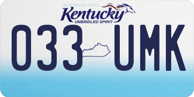 KY license plate 033UMK