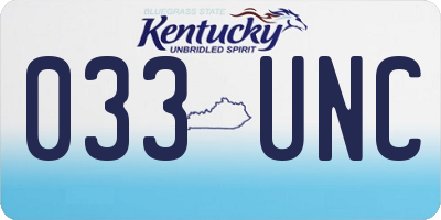 KY license plate 033UNC