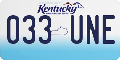 KY license plate 033UNE