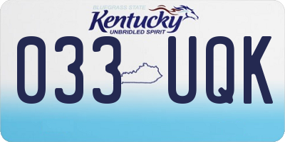 KY license plate 033UQK