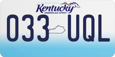KY license plate 033UQL