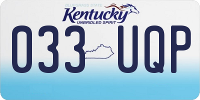 KY license plate 033UQP