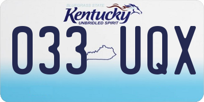 KY license plate 033UQX