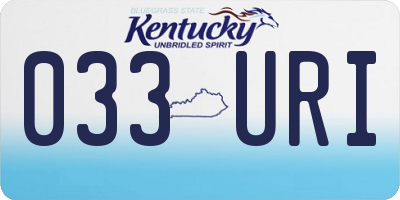 KY license plate 033URI