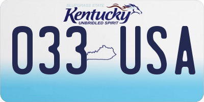 KY license plate 033USA