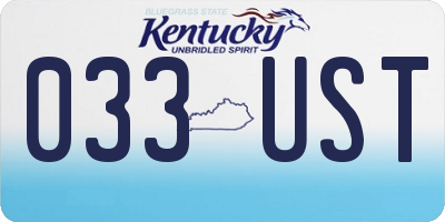 KY license plate 033UST