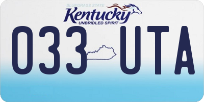 KY license plate 033UTA